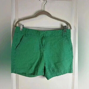 J. Crew Women’s Blue/Green Stripped Seersucker Shorts - Size 6
